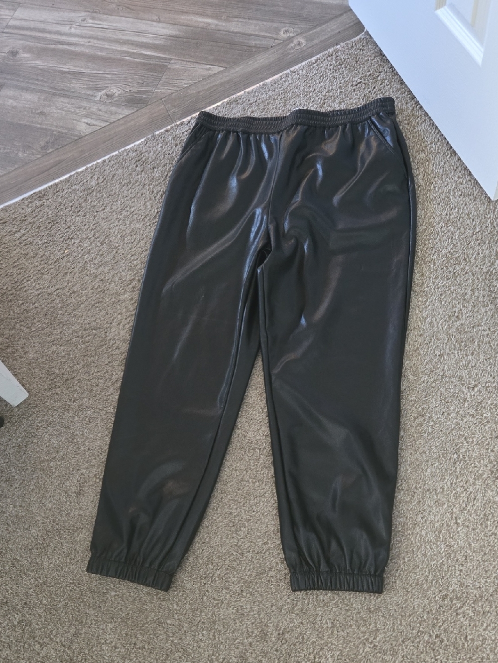 Johnny Was Black Faux Leather Jogger Pants